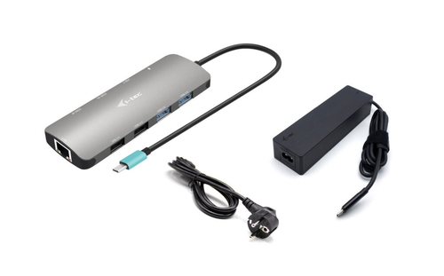 i-tec USB-C Metal Nano 2x Display Docking Station with PD 100 W + Charger 100W