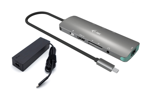 i-tec USB-C Metal Nano Docking Station 4K HDMI LAN with Power Delivery 100W + i-tec Universal Charger 100W