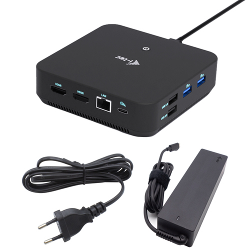 i-tec USB-C DP Dual HDMI Docking Station with Power Delivery 100 W + Universal Charger 100W