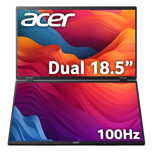 Acer PD3 Acer PD193QE foldable portable monitor - Dual 18.5" screens, Full HD (1920x1080), IPS, 100Hz, 4ms, integrated kickstand