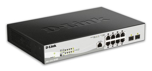 D-Link 8-Port 10/100/1000BASE-T PoE + 2-Port 1 Gbps SFP Ports Metro Ethernet Switch