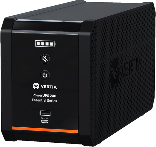Vertiv PowerUPS 200 Essential PSA6E-1000LVT-IEC, 1000VA/550W, AVR, User-Replaceable Batteries, Battery Backup, 6 NEMA Outlets, Two-Year Warranty